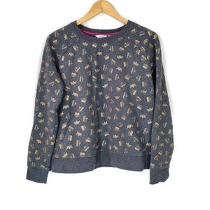 Boden Make A Statement Gray/Gold Crown Pullover Sweatshirt Women’s Size Medium
